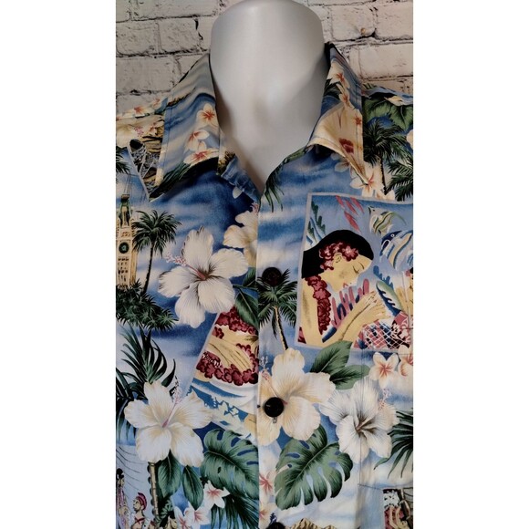 Howie Hawaiian Shirt Aloha Made In Hawaii Luau Cotton Blend Sz L Surf Hibiscus - Picture 3 of 7